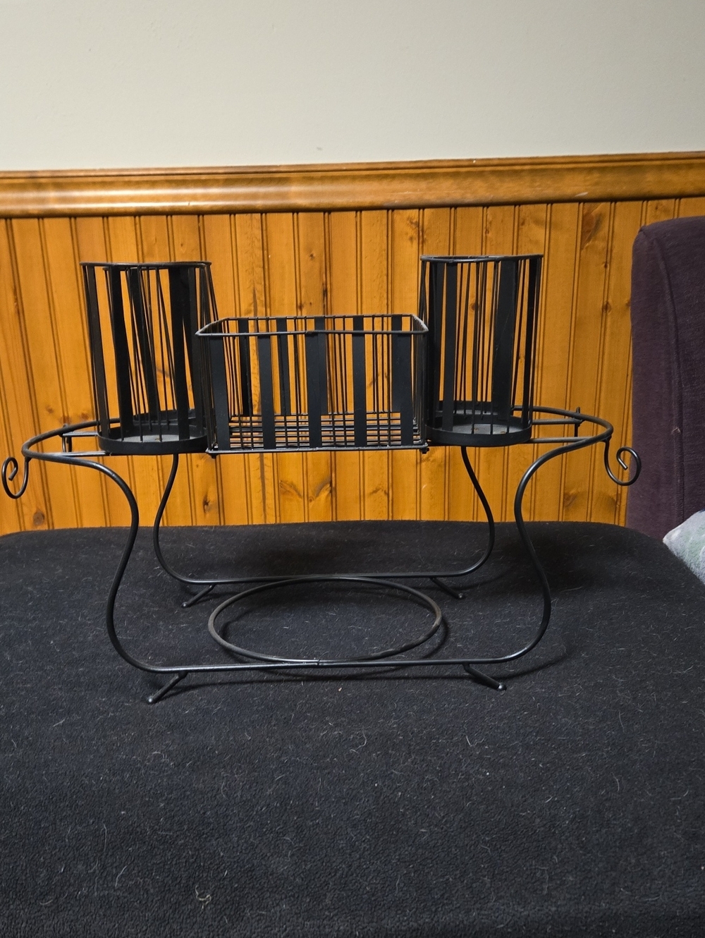 Black Metal Utensil and Napkin Caddy